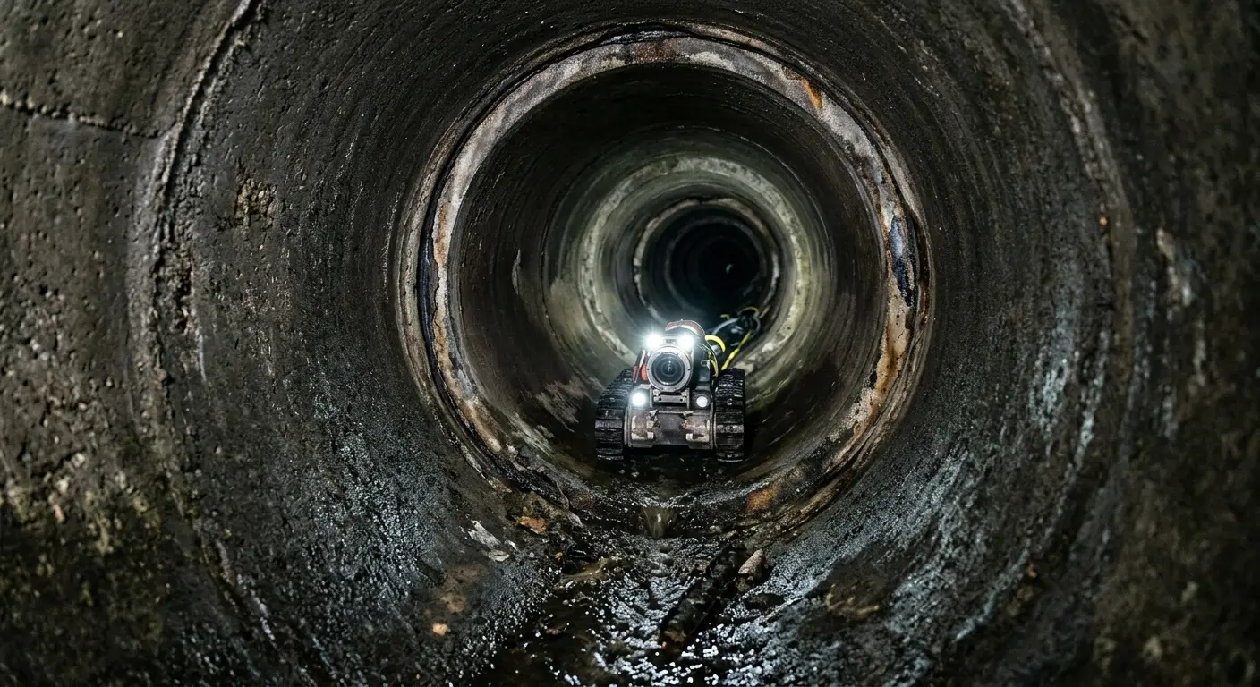 Robotic sewer camera inspecting pipe interior for Sewer Line Repair in Economy